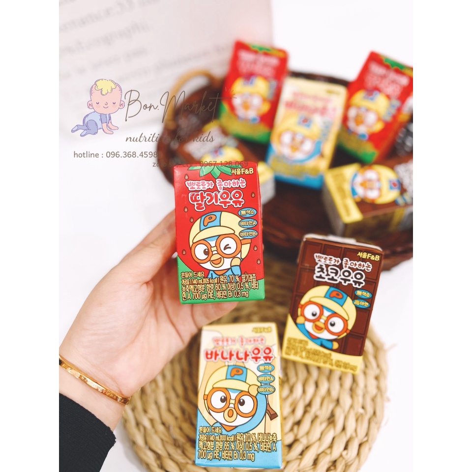 [ MẪU MỚI ] Sữa nước pororo Hàn quốc 3 vị 140ml Date 11-12/22