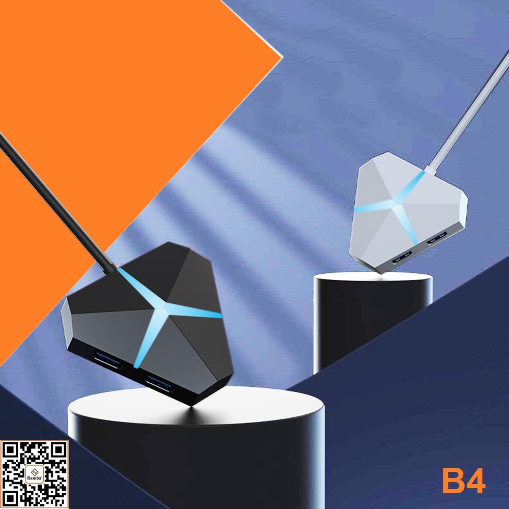 Hub USB 4 port Bamba B4 hàng chuẩn có đèn - dài 1m2