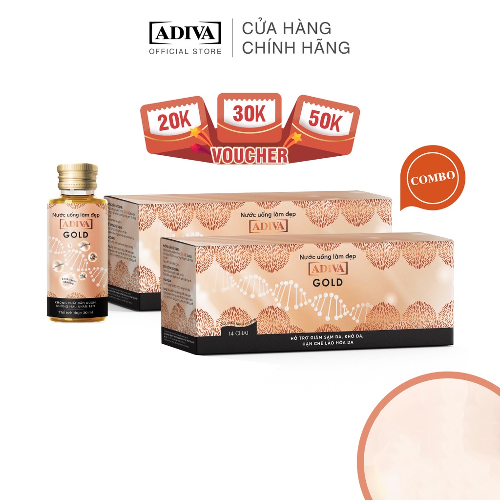 Combo 02 Hộp Gold Adiva Collagen 14 lọ/hộp Ngăn ngừa lão hóa