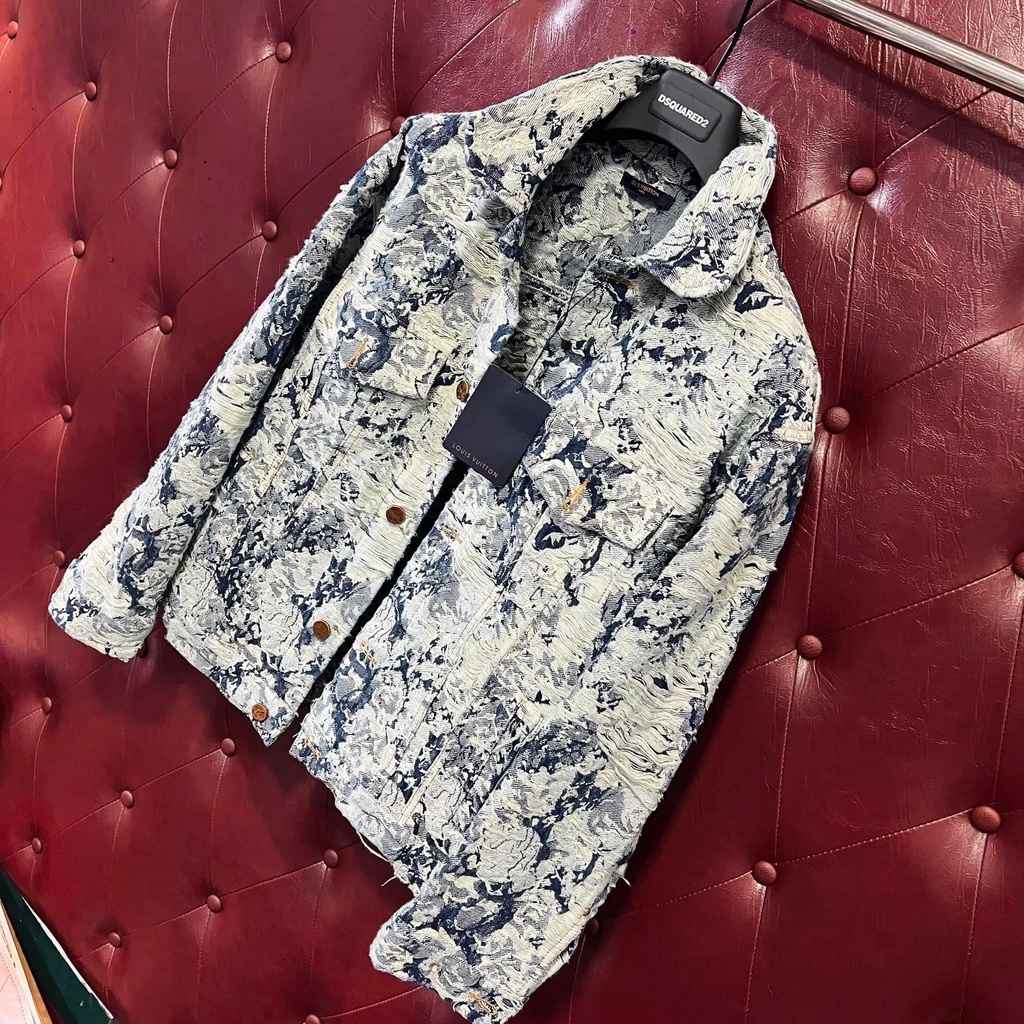 Áo khoác jeans, jacket, áo khoác bò LV hoạ tiết mono nam likeauth bản đẹp nhất - Venn Luxury