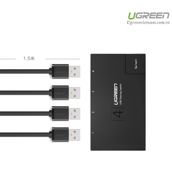 Bộ chia sẻ tín hiệu USB cho 4 máy tính PC, laptop, Macbook chính hãng Ugreen 30346 cao cấp