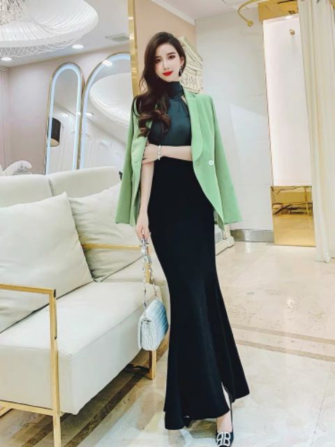 Chân váy maxi body xẻ chân