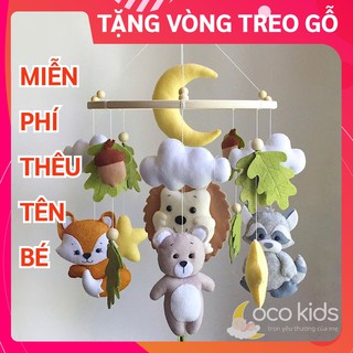 [TẶNG VÒNG TREO + FREE THÊU TÊN BÉ] Đồ chơi treo nôi cũi handmade Coco Kids ảnh thật 100%, tự xoay phát nhạc RỪNG XANH 5
