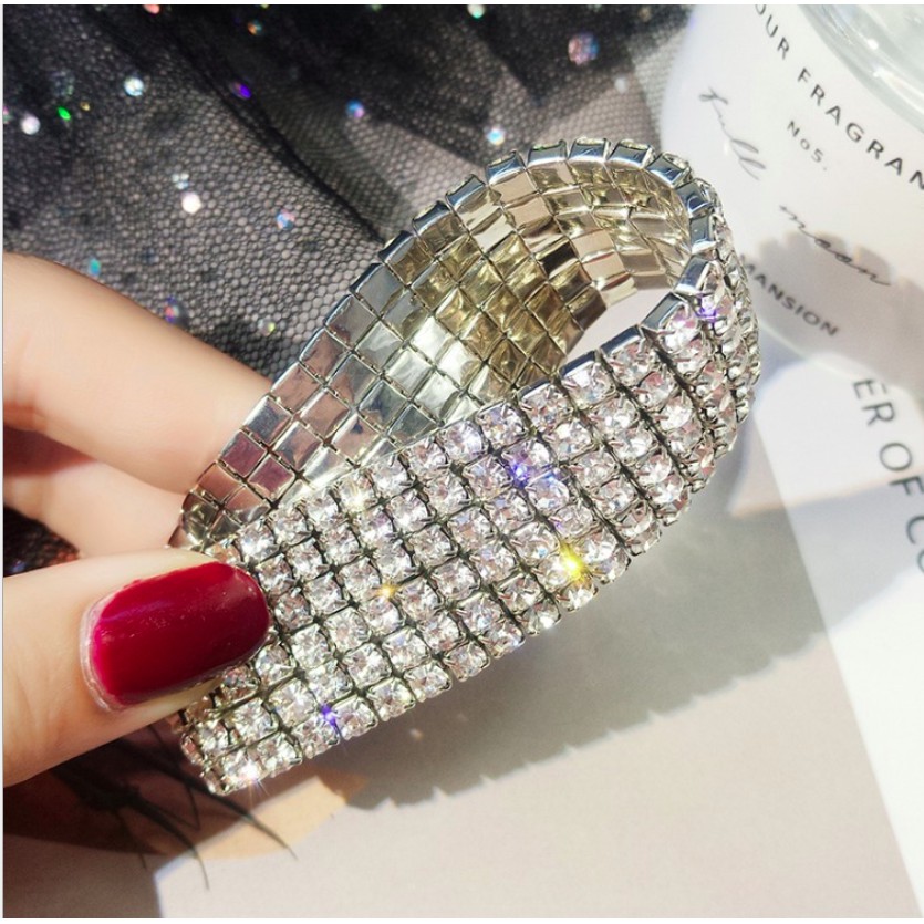 Lắc tay nữ vòng tay đính đá zircon lấp lánh 2 5 6 hàng bạc phong cách thời trang hàn quốc dễ thương