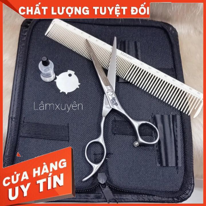Kéo cắt tóc TONI &amp; GUY DA -60 440C + bao da đựng kéo + 1 lược  loại 1 Chất liệu thép siêu bền siêu bén _ chuyên dụng