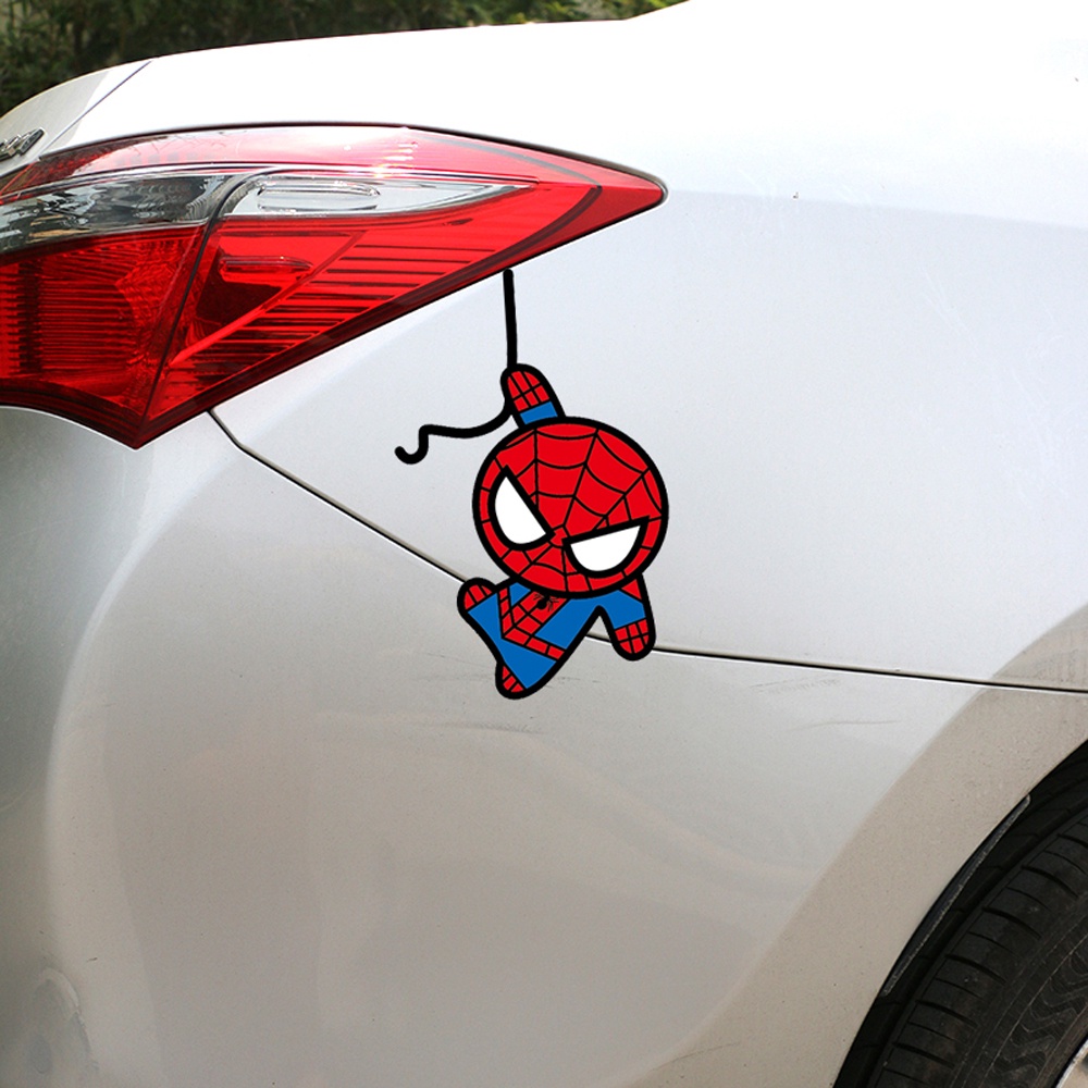 Miếng Dán Phản Quang Họa Tiết Người Nhện Vui Nhộn Trang Trí Gương Chiếu Hậu Xe Hơi