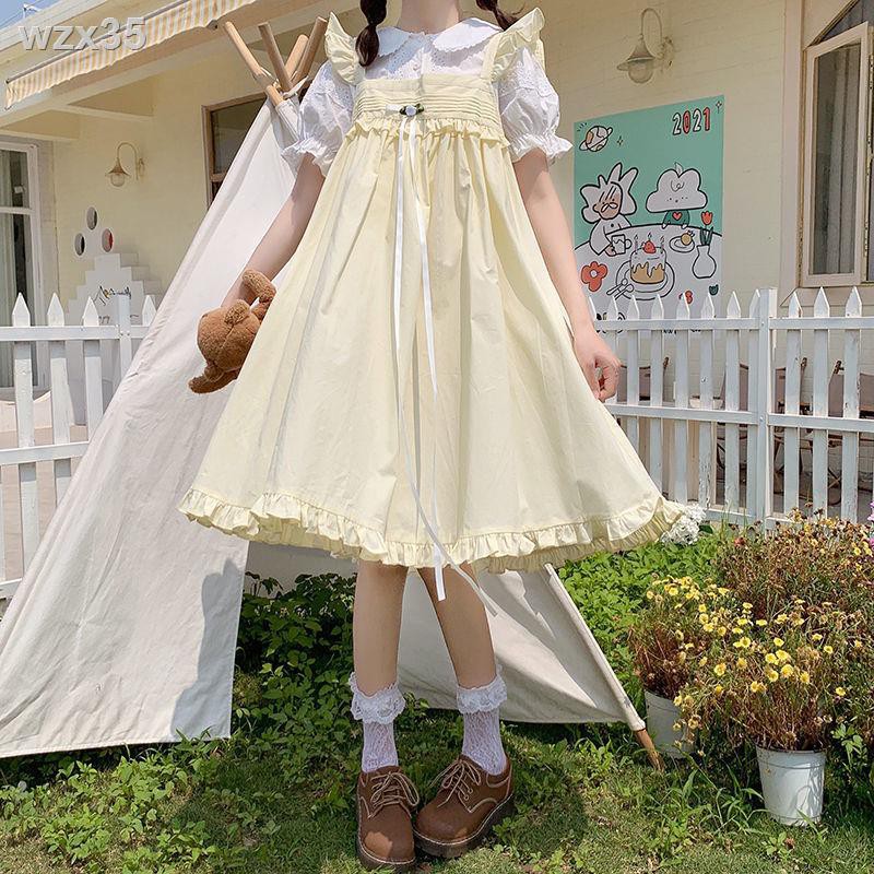 lolita dễ thương nấm bên hông váy mùa hè nơ eo cao của Nhật lớn bồng bềnh công chúa