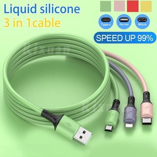 Dây Cáp Sạc USB 5A Bằng Silicon Lỏng 3 Trong 1 Cho iPhone Type-C Android