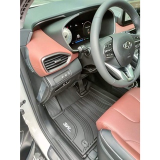 Thảm lót sàn Hyundai SantaFe 2019-đến nay Nhãn hiệu Macsim 3W chất liệu nhựa TPE đúc khuôn cao cấp - màu đen