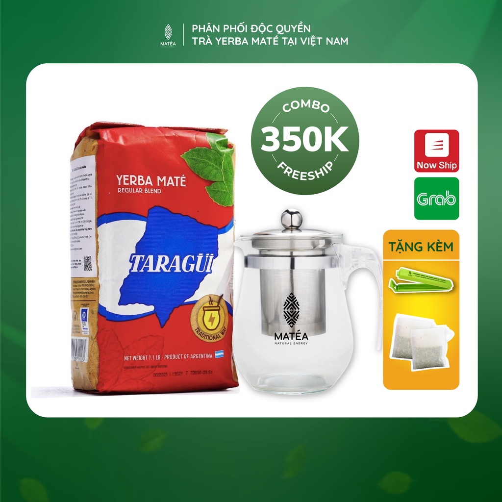 [COMBO TRÀ + BÌNH] Trà TARAGUI Yerba Maté Original - Vị truyền thống + Tặng kẹp trà + Free 10 túi lọc trà tái sử dụng