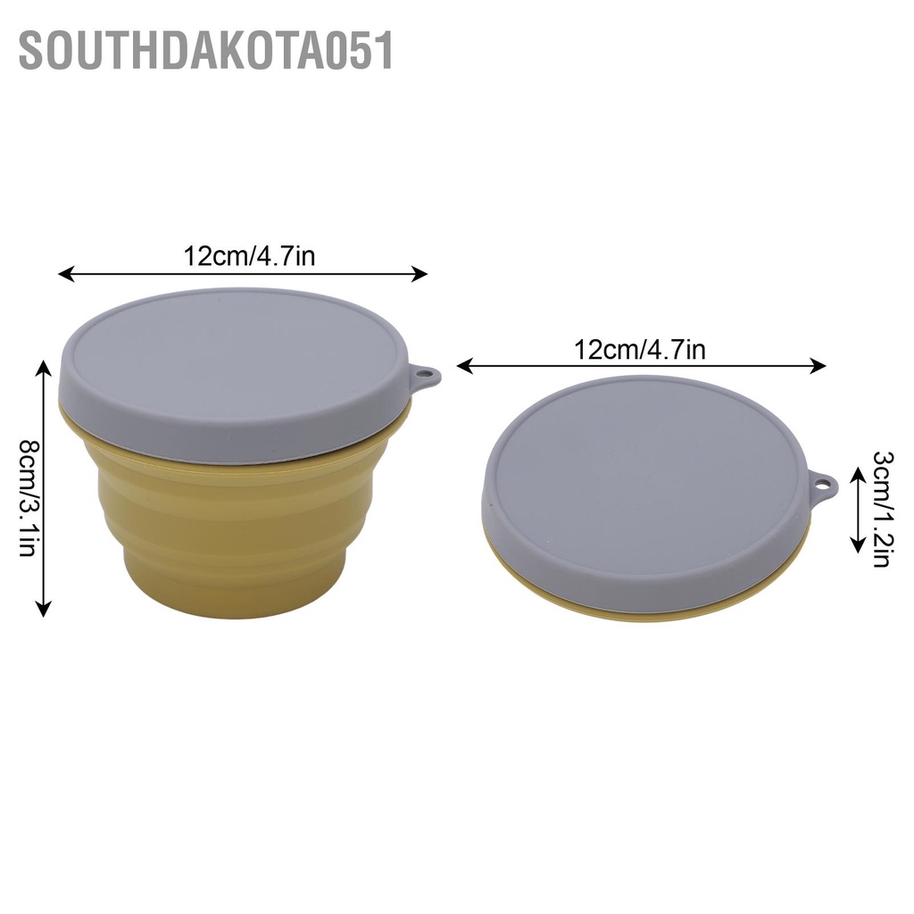Southdakota051 Bát cắm trại có thể gập lại được bằng silicon Gấp Đồ dùng di động cho du lịch đi bộ đường dài ba lô