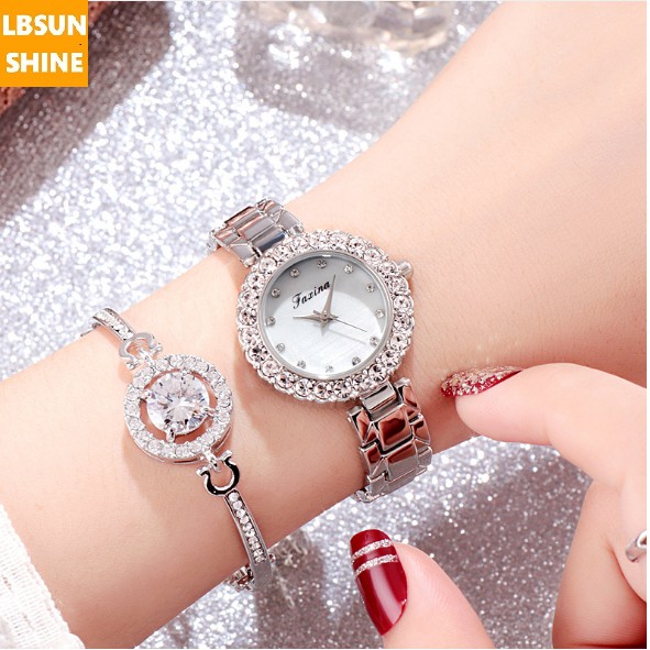 Đồng hồ nữ Jasina chính hãng mặt đá viền kim cương phủ Saphiar TẶNG KÈM LẮC TAY | BigBuy360 - bigbuy360.vn