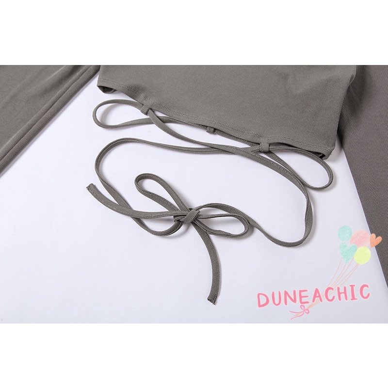 Áo Kiểu Tay Dài Trễ Vai Phối Dây Thắt Xinh Xắn Cho Nữ