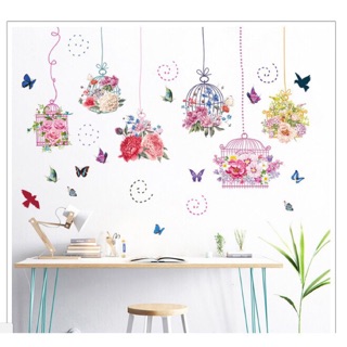 Decal dán tường dây treo giỏ hoa xinh xắn