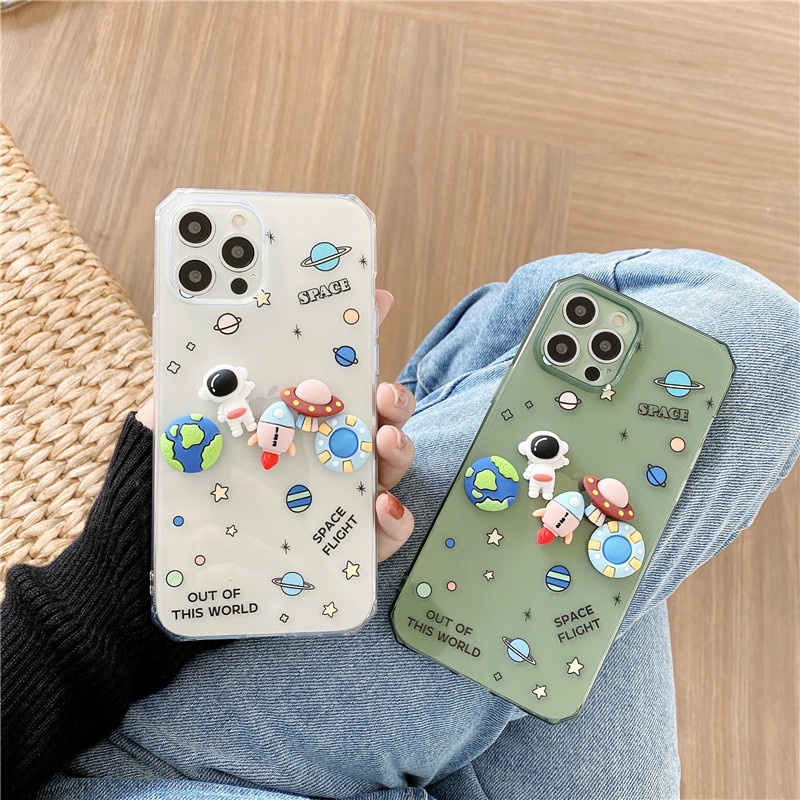 Ốp điện thoại họa tiết phi hành gia màu trong suốt cho IPHONE 11 12 MINI PRO MAX 7 8 PLUS XR X XS MAX SE 2020