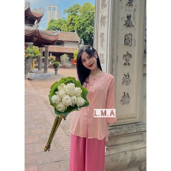 Bộ bà ba đi chùa , bộ lam đi chùa lụa gấm , bộ phật tử đi chùa dành cho nữ