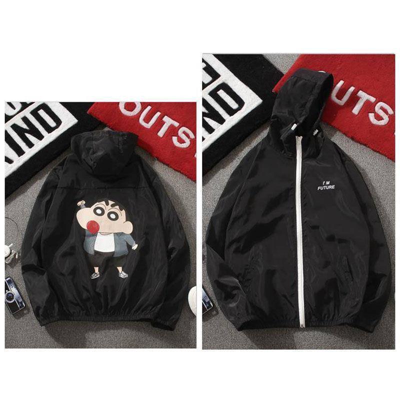 Áo khoác hoodie chống nắng vải mỏng in hoạt hình Doraemon cậu bé bút chì dễ thương