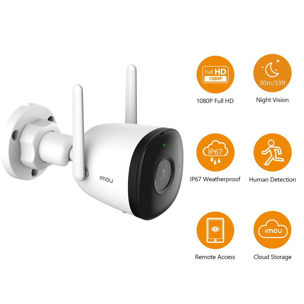 Camera Wifi ngoài trời Imou H.264 1080P ăng-ten kép ghi âm công nghệ AI chống thời tiết IP67