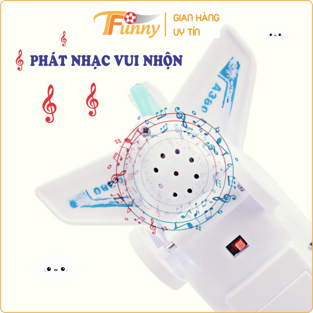 Đồ Chơi Máy Bay Chạy Pin Cho Bé, Máy Bay Tránh Vật Cản, T Funny, Phát Nhạc, Có Đèn Led, Xoay 360 độ, Vui Nhộn