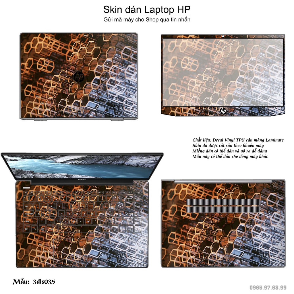 Skin dán Laptop HP in hình 3D Color (inbox mã máy cho Shop)