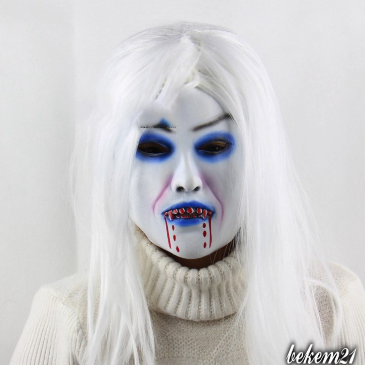 Mặt nạ với MÁI TÓC TRẮNG DÀI đẹp mặt nạ hóa trang halloween sử dụng cho trung thu,sự kiện,lễ hội... hoặc troll người