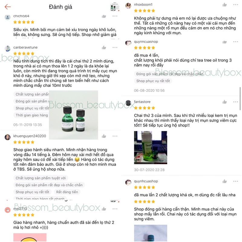 20ml Tinh dầu tràm trà Tea tree oil chấm mụn cấp tốc TBS