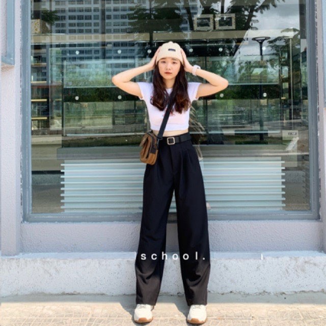 Quần ống rộng culottes xuông dài, quần lưng cao kiều Hàn Quốc cho nữ