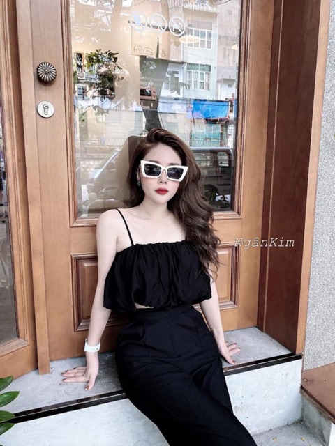 BÁN SỈ SET ÁO 2 DÂY NHÚN MIX QUẦN SUÔNG ĐŨI