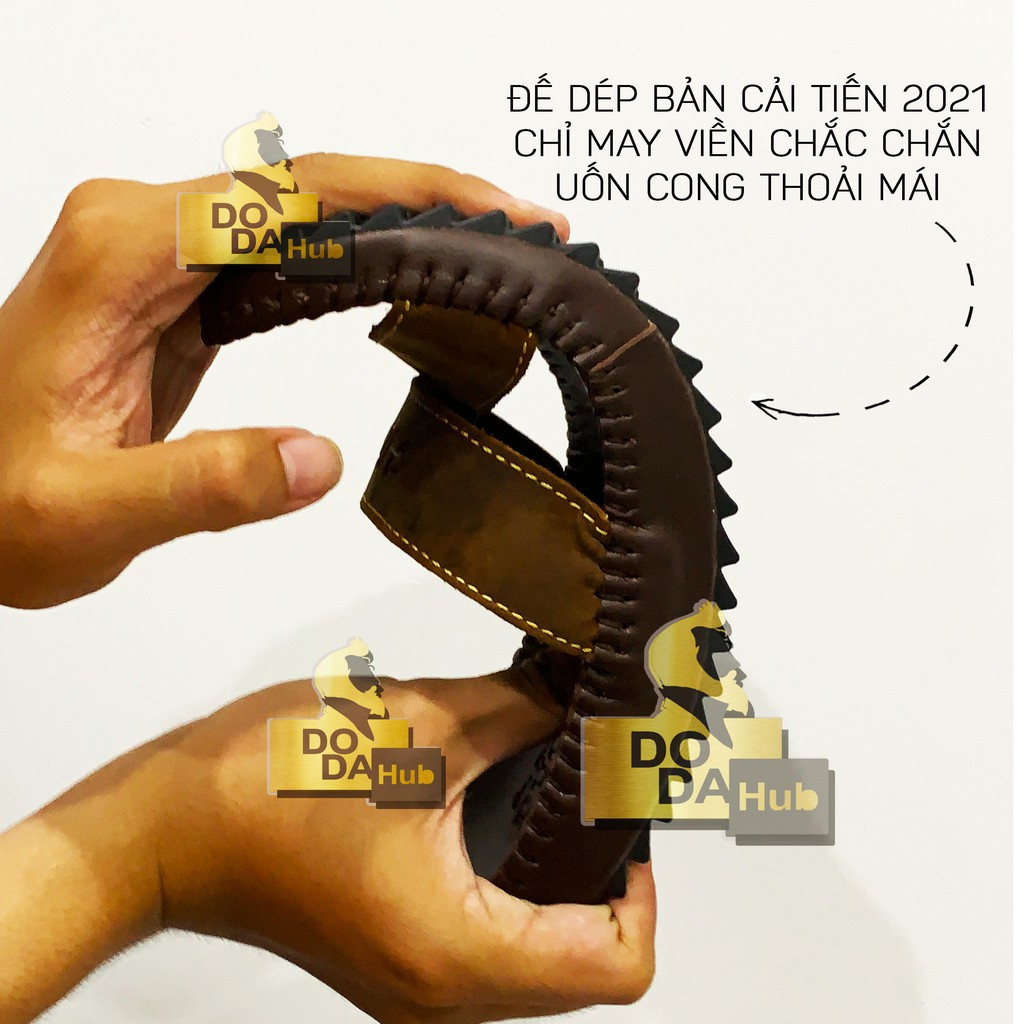 Dép nam quai ngang BH1 NĂM phiên bản Đế Cải tiến Da bò 2 màu Đức Trí Dép da Nam MXK21