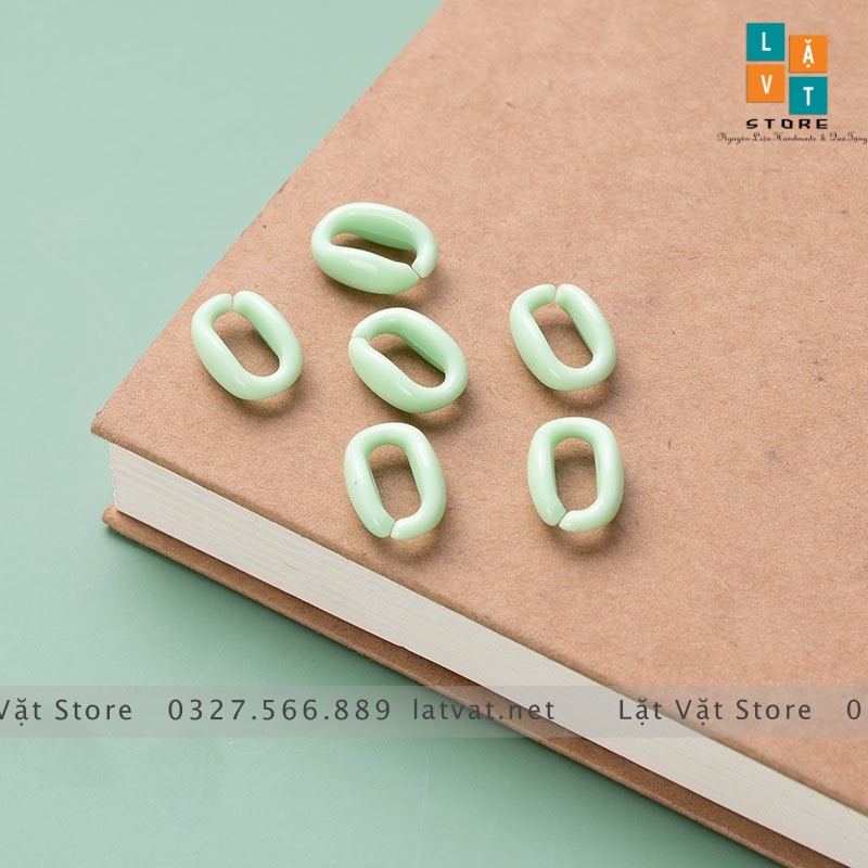 10 cái Mắt xích nhựa màu pastel, làm dây xích, dây chuyền, dây đeo khẩu trang, đồ DIY quà tặng - Mối nối nhựa ghép