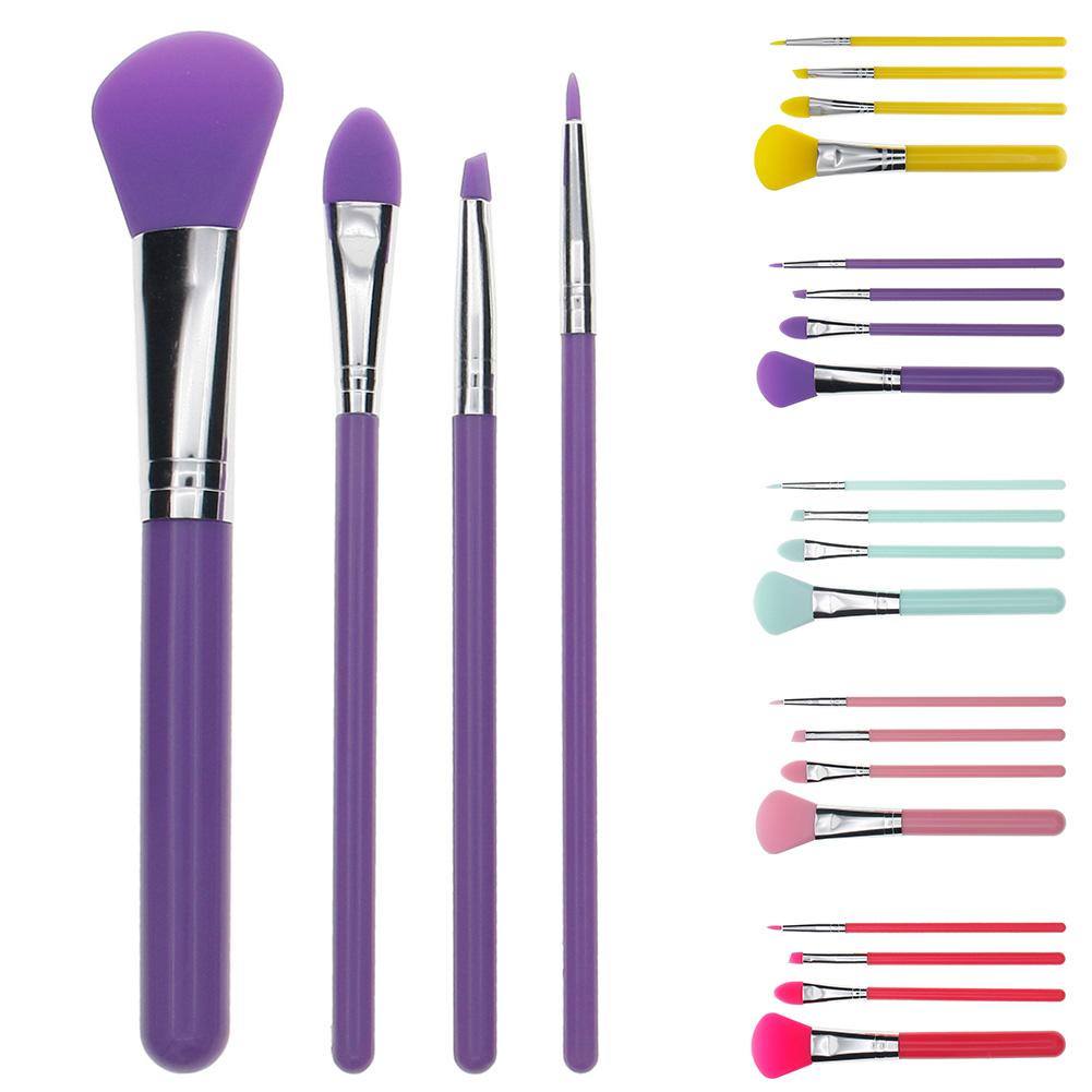 Hw Set 4 Cọ Trang Điểm Bằng Silicon Chuyên Nghiệp Với 5 Màu Lựa Chọn