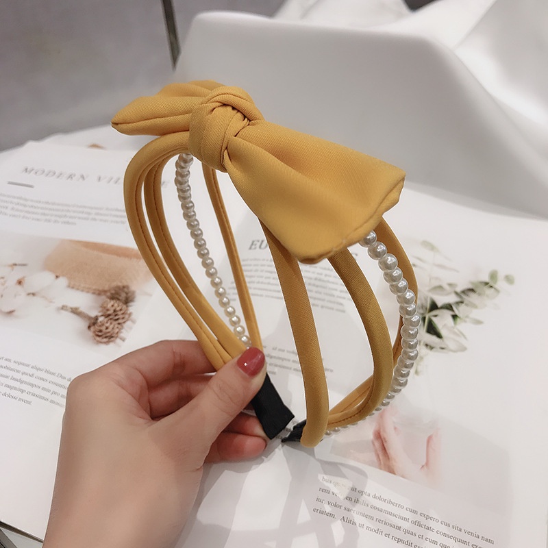 Băng Đô Cài Tóc Hình Nơ Đính Ngọc Trai Thanh Lịch Cho Nữ