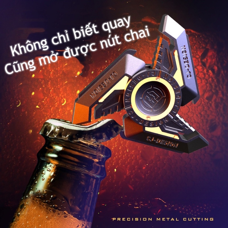 Con quay Spinner Cao cấp kim loại phát sáng dạ quang 3 màu đồ mở nút chai Quà tặng Giảm Stress giảm áp lực
