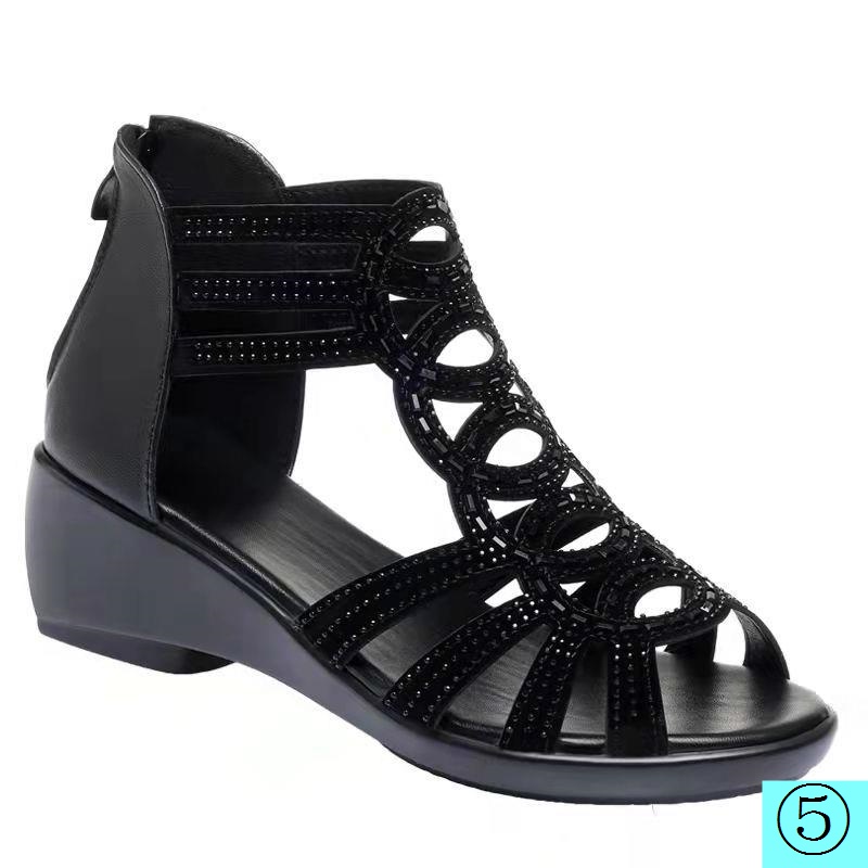Giày Sandal Đế Xuồng Dày Bằng Chất Liệu Da Mềm Thời Trang Mùa Hè Dành Cho Nữ 2022