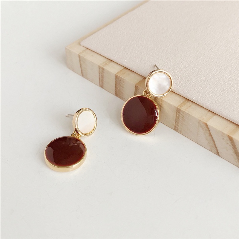 Khuyên tai Pinkdudu PD721 hợp kim hình tròn đầy màu sắc thời trang cho nữ