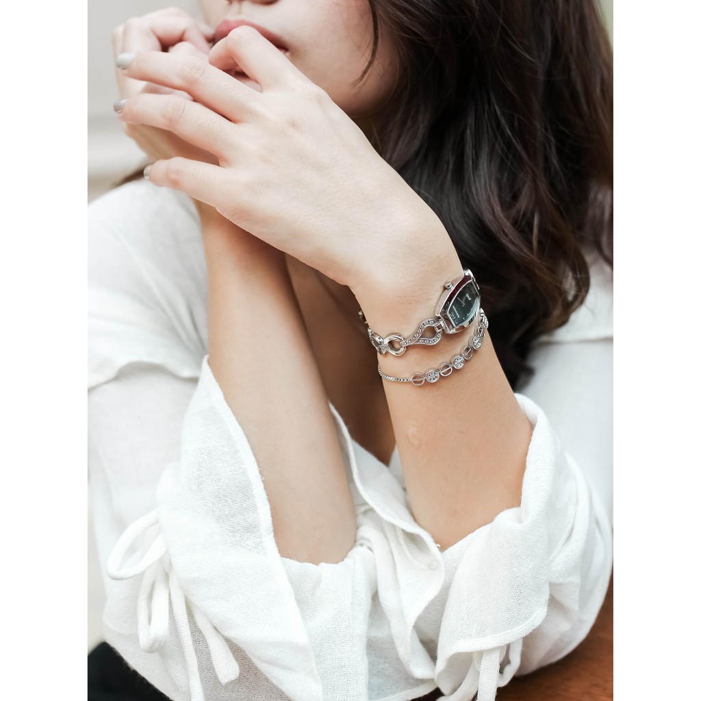 Đồng hồ Romanson Woman Watch RM9238QLWBK nữ mặt nhỏ đính đá, chống nước, máy Thụy Sĩ dây thép cao cấp chính hãng