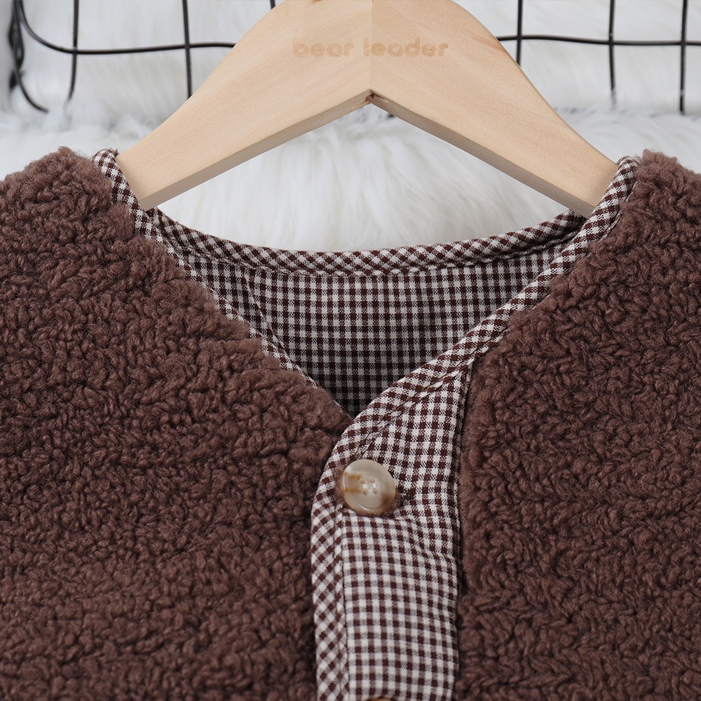 Áo khoác lông cừu BEAR LEADER giữ ấm mùa đông phong cách Hàn Quốc mới cho bé trai và bé gái 2-6 tuổi