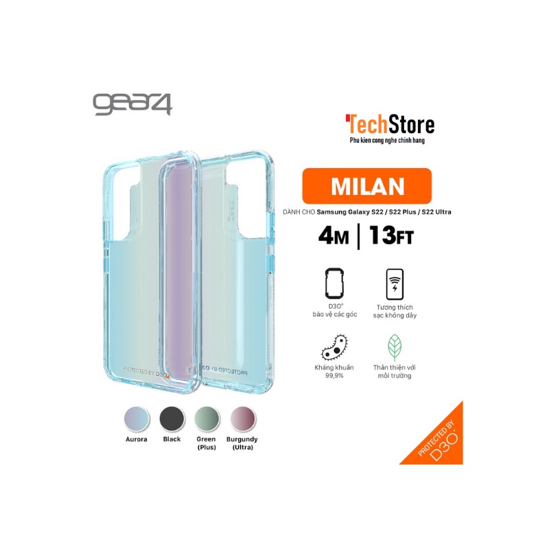 Ốp Gear4 Milan cho SAMSUNG Galaxy S22/ S22 Plus/ S22 Ultra (Phân phối chính hãng, bảo hành 1 năm)