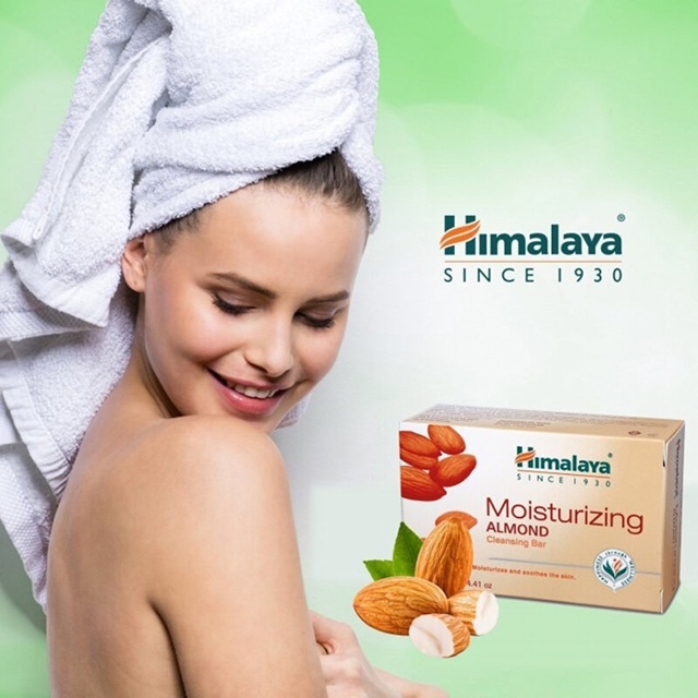 [Quà Tặng] Xà Phòng Himalaya Hạnh Nhân Dưỡng Ẩm Da - Himalaya Moisturizing Almond Soap 75g - Tặng Lưới Tạo Bọt