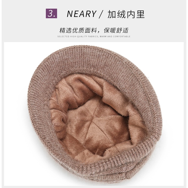 Mũ Len Dệt Kim Giữ Ấm Mùa Thu Đông Phong Cách Mới Cho Phụ Nữ Trung Niên