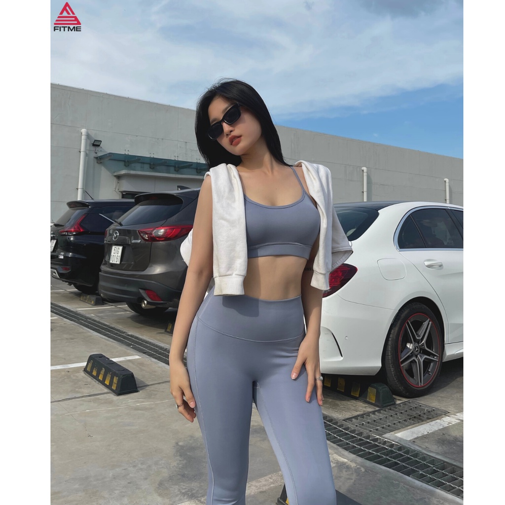 Set quần áo tập gym nữ Fitme áo bra 2 dây Theta, quần legging dài chất liệu thun co giãn 4 chiều