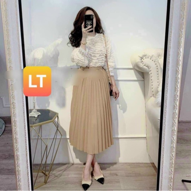Chân váy dập li kèm nịt Chuẩn y hình