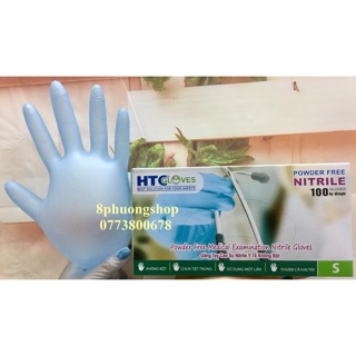 Combo 10 hộp găng tay màu Trong Xanh Không bột HTC ( Hộp 100 cái)