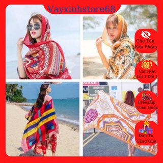 Khăn Choàng Họa Tiết Thổ Cẩm Đi Biển Phong Cách Vintage Hot Hit