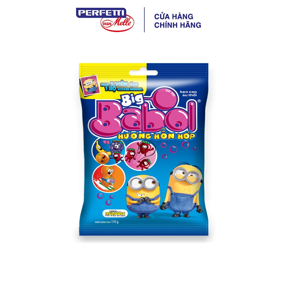 Kẹo gum thổi Big Babol Hương Trái Cây Hỗn Hợp Dạng Gói (3.4g) Khuyến mãi Sticker Minion