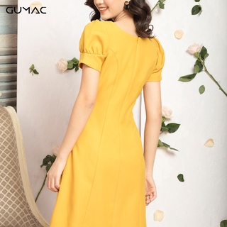Đầm cổ tim thêu hoa GUMAC MS12031_VANG