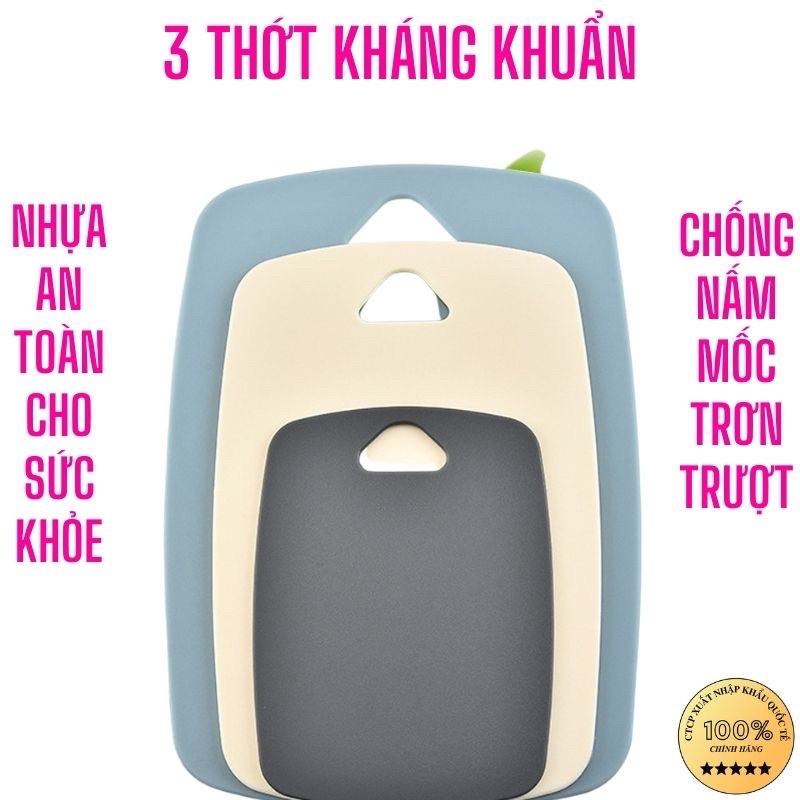 Bộ 3 Thớt Kháng Khuẩn Nhựa PP an toàn cho sức khoẻ