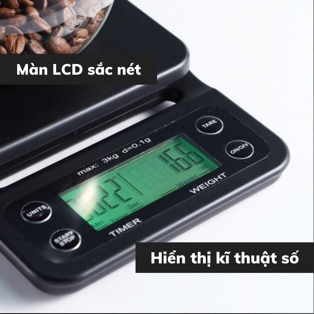 Cân tiểu ly điện tử pha chế tiểu li mini pha cà phê nguyên chất Espresso định lượng 0.1g - 5kg độ chính xác cao nhà bếp