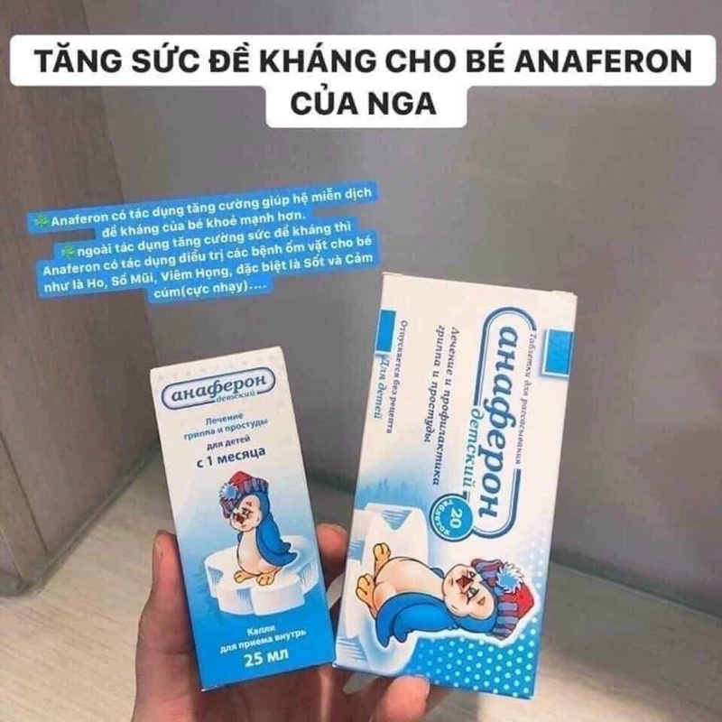 Tăng đề kháng Nga chim cánh cụt Anaferon cho bé từ 1 tháng- 3 tuổi( nhập khẩu chính hãng)
