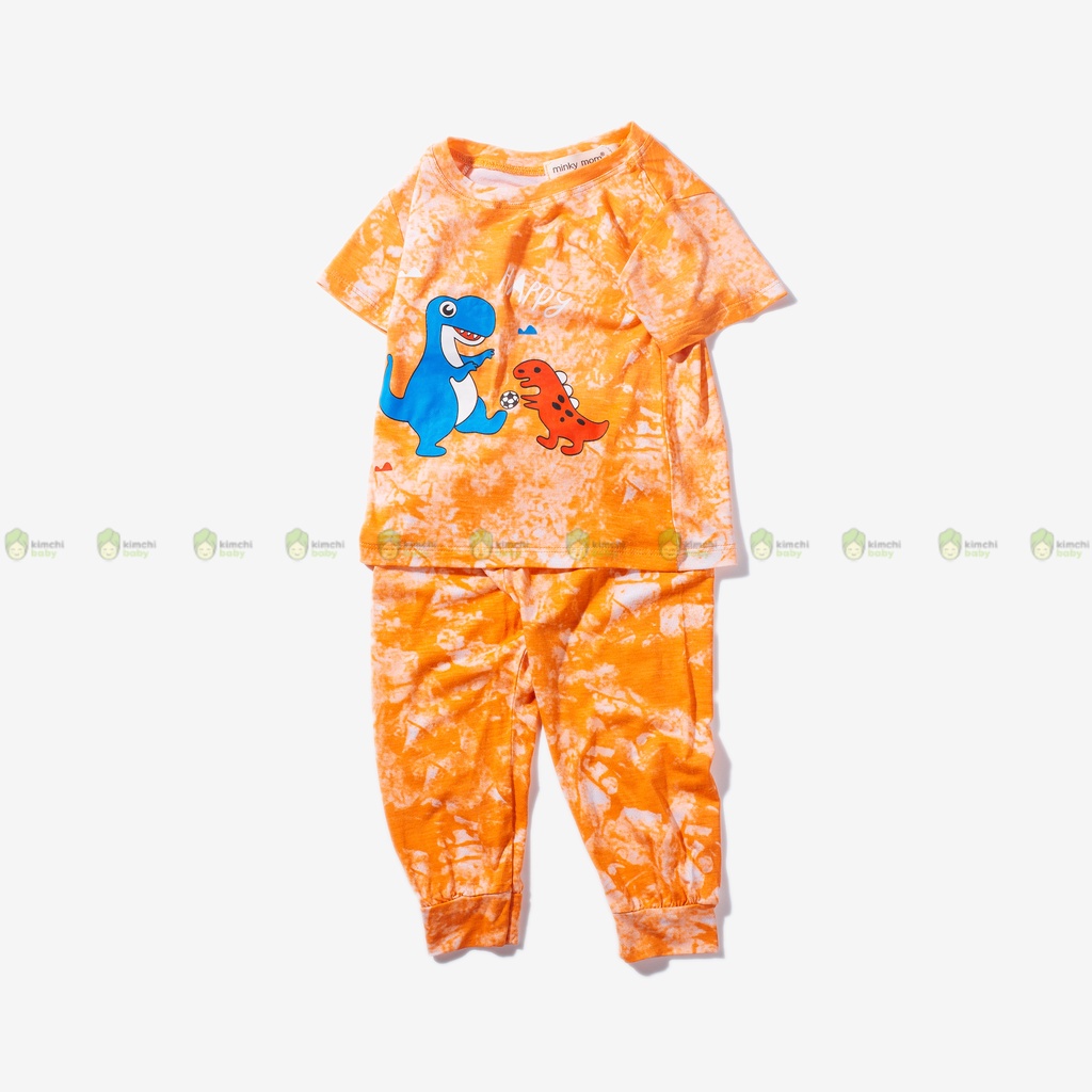Bộ Dài Tay Cho Bé Trai, Bé Gái Vải Thun Lạnh Minky Mom Hoạ Tiết  Loang Tye Dye, Đồ Bộ Dài Tay Cho Bé Mặc Nhà MKMTD2203